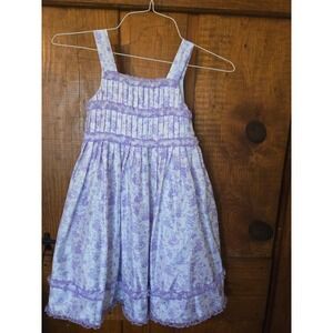 BONNIE JEAN - Girls Lavender Floral Pleated Ruffle Party Dress Size 6